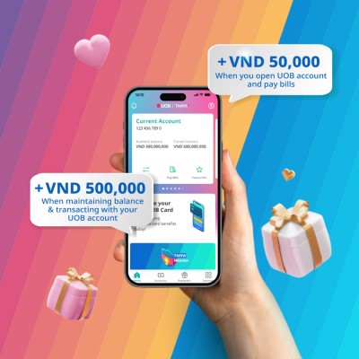 Receive up to VND 550,000 when opening UOB current account