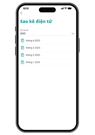 Chọn khoảng thời gian bạn muốn xem sao kê điện tử