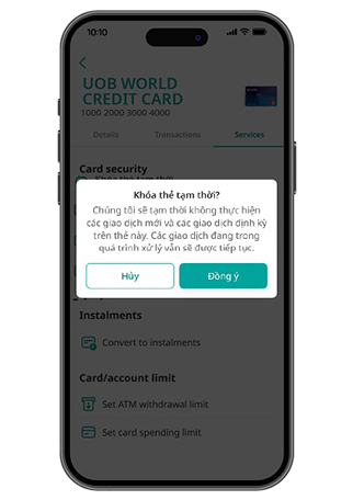 Kh&oacute;a hoặc mở kh&oacute;a thẻ tạm thời