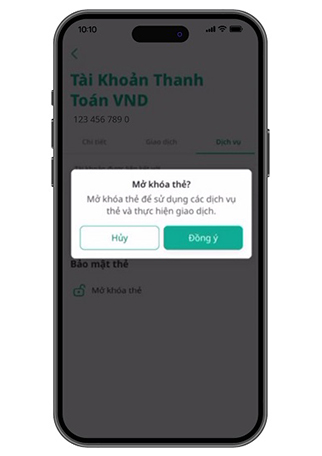 Kh&oacute;a hoặc mở kh&oacute;a thẻ tạm thời