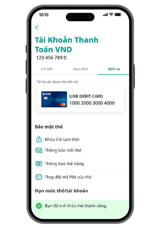 Kh&oacute;a hoặc mở kh&oacute;a thẻ tạm thời