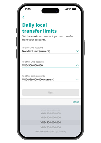 Setup transfer limit