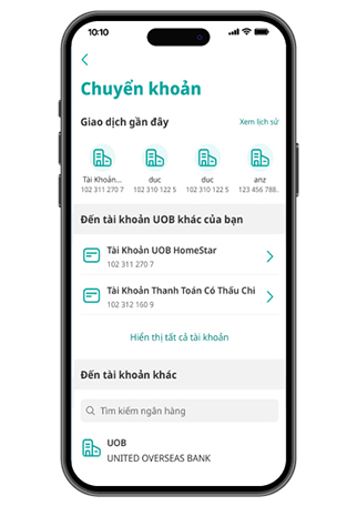 Chuyển khoản đến t&agrave;i khoản UOB v&agrave; t&agrave;i khoản ng&acirc;n h&agrave;ng kh&aacute;c