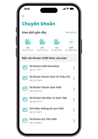 Chuyển khoản đến t&agrave;i khoản UOB của bạn
