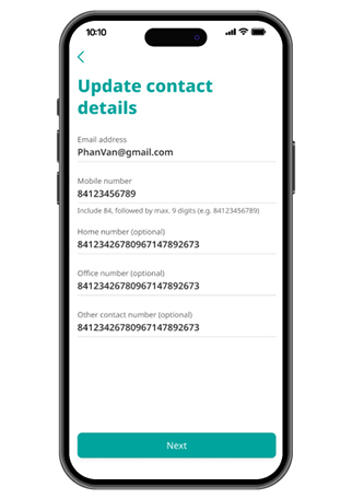 Update personal details​