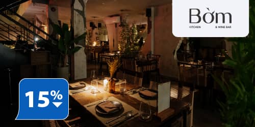 Enjoy up to 15% off at Bom Kitchen & Wine Bar